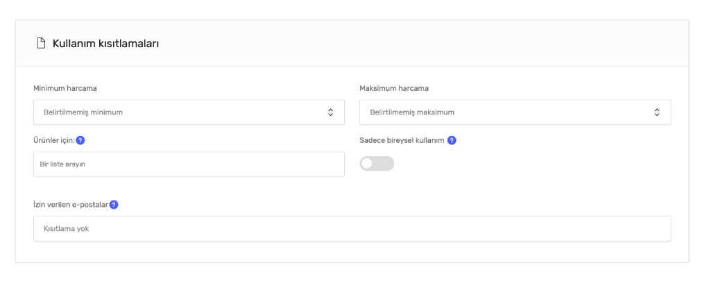 kullanim kisitlamalari