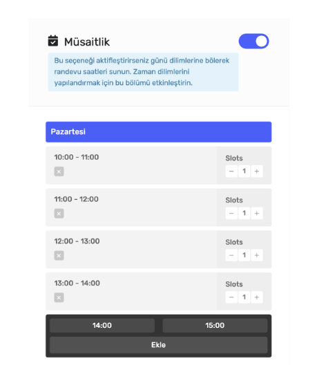 musaitlik modulu ayarlari